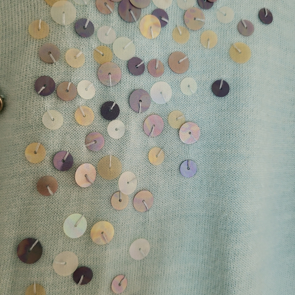 New York & Company Light Blue Cardigan with Sequin Details - Picture 3 of 7